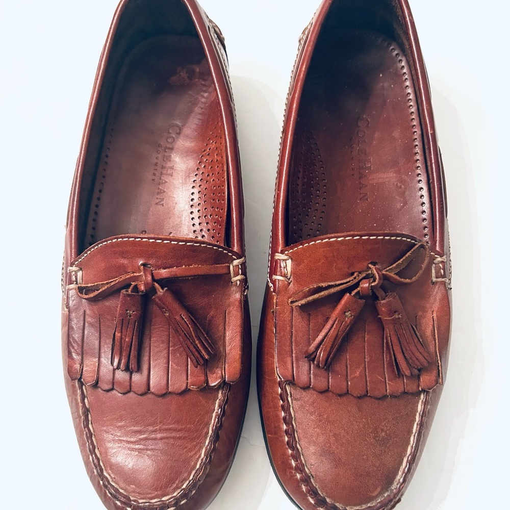 Cole Haan Men's Medium-Brown Leather Loafers with Tassel